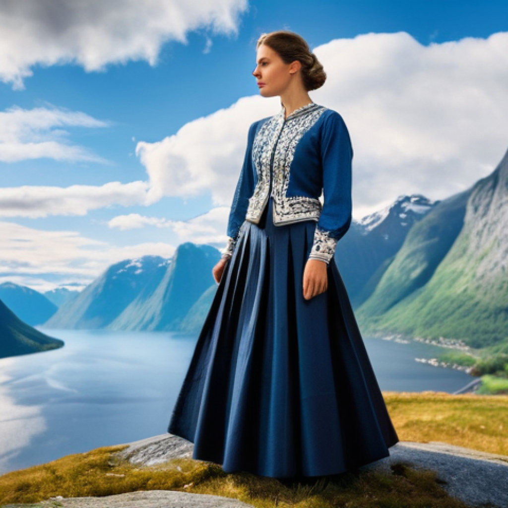 노르웨이 포크 음악의 해외 영향 사례 - **Prompt 1: The Soulful Musician by the Fjord**
    "A female Hardanger fiddle player, in her early ...