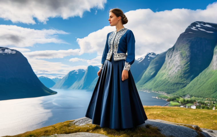 노르웨이 포크 음악의 해외 영향 사례 - **Prompt 1: The Soulful Musician by the Fjord**
    "A female Hardanger fiddle player, in her early ...