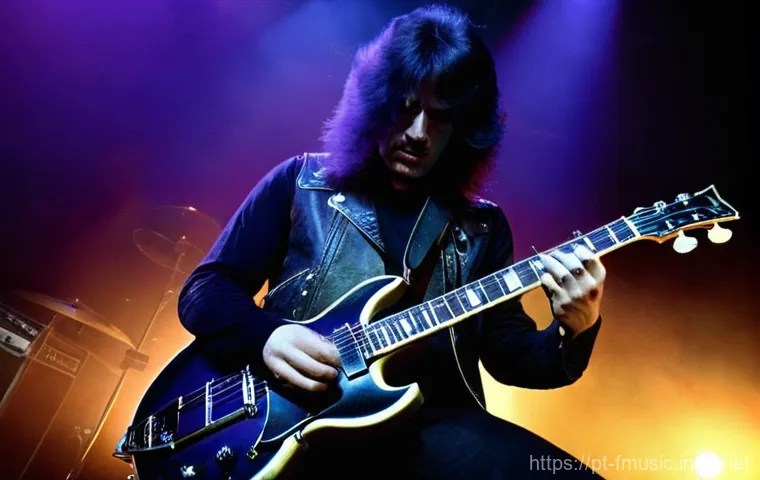 헤비메탈 음악의 대표 밴드와 곡 추천 - **Prompt 1: The Genesis of Heavy Metal**
    A dimly lit, smoky stage in a small, packed club during...