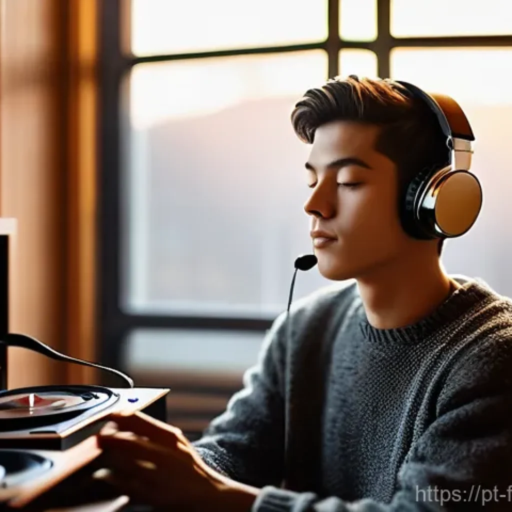 폴 사이먼의 Graceland 앨범 리마스터 과정 - **An immersive listening experience of remastered music.**
    A person, gender-neutral, in their la...