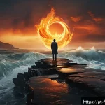 Home 12 U2의 With or Without You 리릭 분석 - A surreal emotional landscape illustrating the duality of love and internal conflict: a solitary fig...